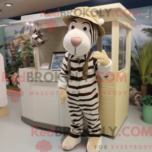 Cream Zebra mascot costume...