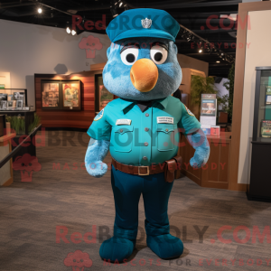 Teal Police Officer mascot...