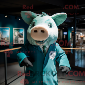 Postava maskota Teal Pig...
