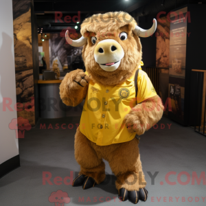 Gold Bison maskot kostume...