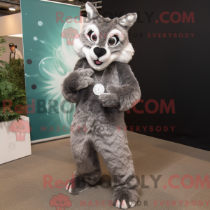 Grå Bobcat maskot kostume...
