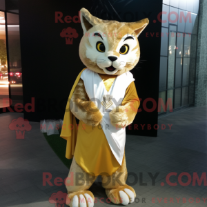 Gold Lynx maskot kostume...