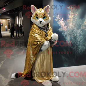 Gold Lynx-maskotdraktfigur...