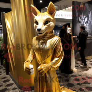 Gold Lynx mascot costume...