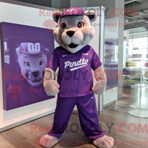 Purple Puma mascot costume...