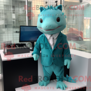 Cyan Axolotl Maskottchen...