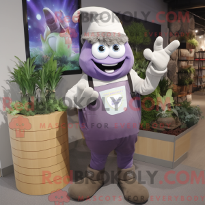 Grå aubergine maskot...