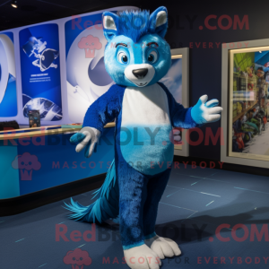 Blue Skunk mascot costume...