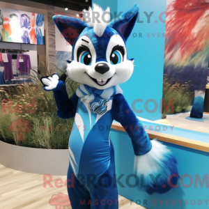 Blue Skunk mascot costume...