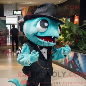 Turquoise Piranha mascot...