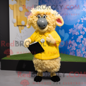 Yellow Suffolk Sheep mascot...