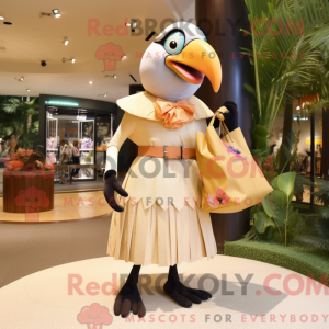 Beige Toucan maskot kostume...