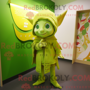 Lime Green Elf mascot...