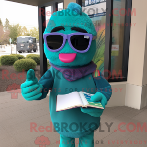 Teal Rainbow mascot costume...