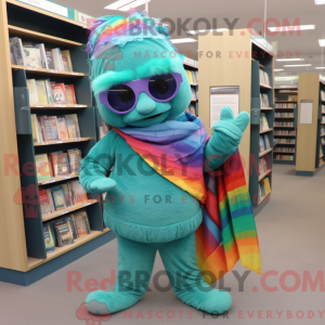 Teal Rainbow Maskottchen...