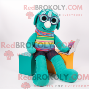 Teal Rainbow mascot costume...