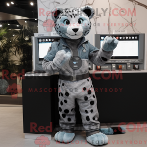 Gray Leopard mascot costume...