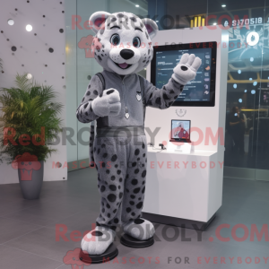 Gray Leopard mascot costume...