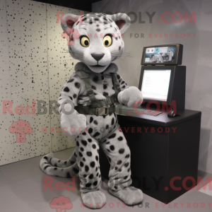 Grå Leopard maskot kostume...