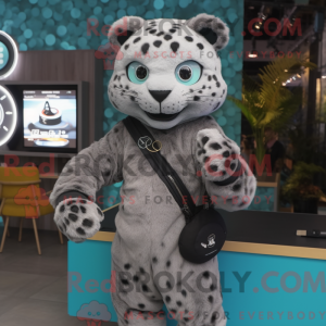 Grå Leopard maskot kostume...