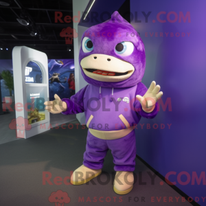 Purple Cod mascot costume...