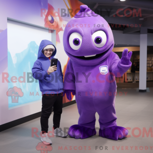 Purple Cod mascot costume...