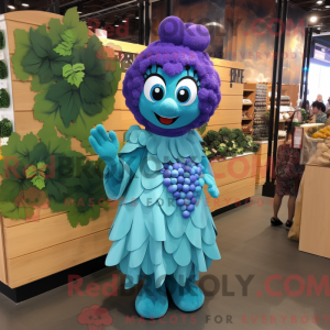 Cyan Grape maskot kostume...