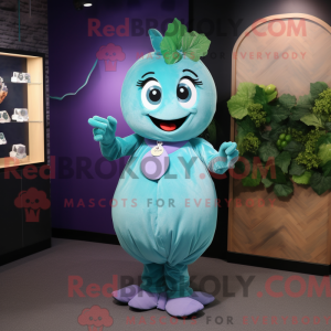 Cyan Grape maskot kostume...