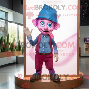 Magenta Elf maskot kostume...