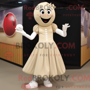 Beige Juggle mascot costume...