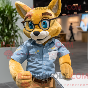 Gold Lynx mascot costume...