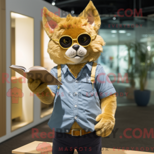 Gold Lynx maskot kostume...