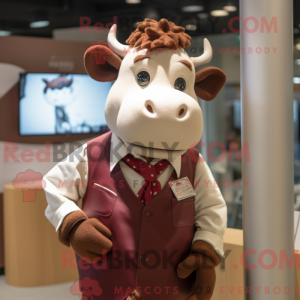 Maroon Cow-maskotdraktfigur...