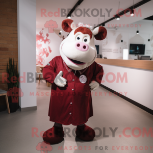 Maroon Cow-maskotdraktfigur...