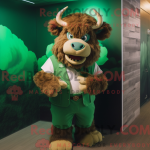 Grøn Bison maskot kostume...
