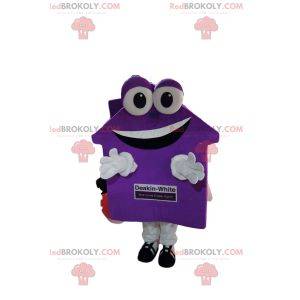 Zeer glimlachende mauve huismascotte. Huis pak