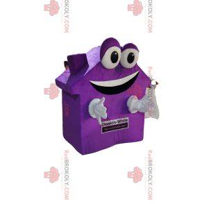 Zeer glimlachende mauve huismascotte. Huis pak