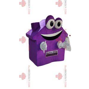 Zeer glimlachende mauve huismascotte. Huis pak