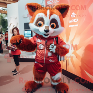 Sølv rød panda maskot...