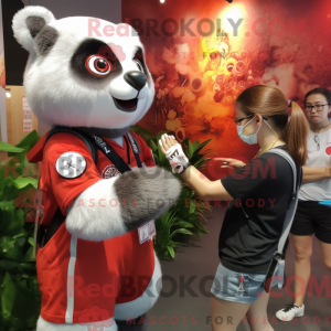 Sølv rød panda maskot...