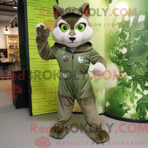 Olive Lynx maskot kostume...