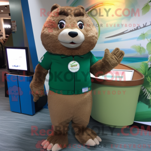 Olive Beaver maskot kostume...