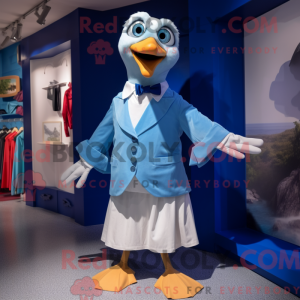 Blue Seagull mascot costume...