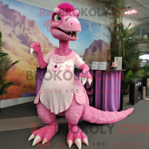Pink Utahraptor mascot...