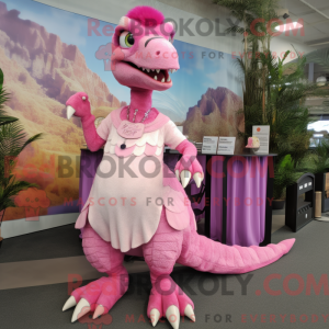 Pink Utahraptor maskot...