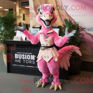 Pink Utahraptor mascot...