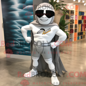 Gray Superhero mascot...