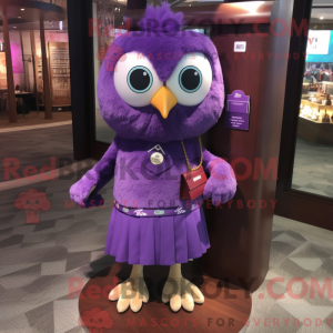 Purple Owl maskotdraktfigur...