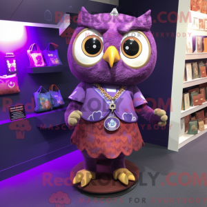 Purple Owl maskotdraktfigur...