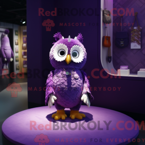 Purple Owl maskotdraktfigur...